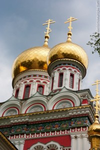 Golden domes of Shipka church in Bulgaria